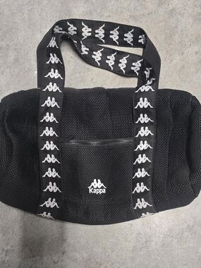 Kappa  Duffel with White Logo Tag Kappa Black Mesh Gym Traaining Bag